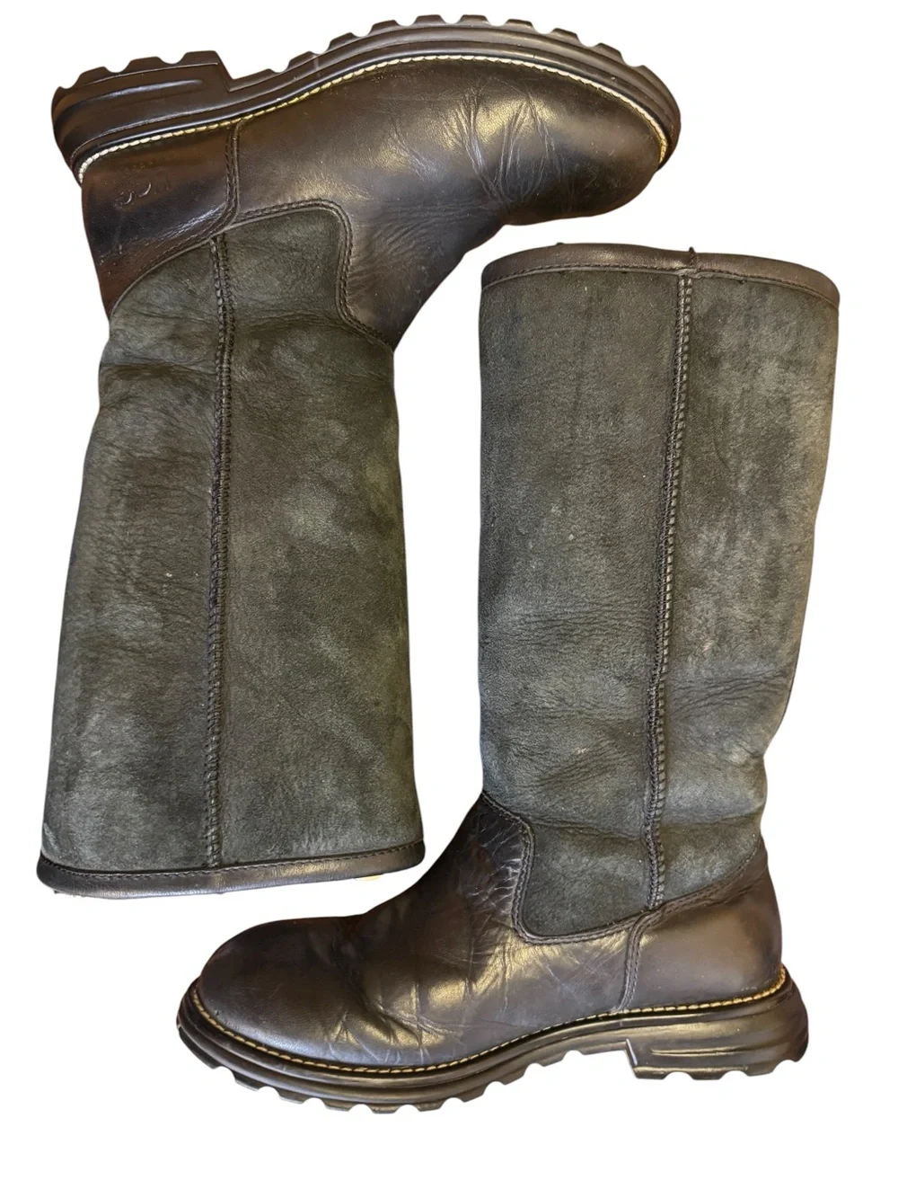 UGG Black Leather & Suede Pull-On Winter Boots Women’s 9